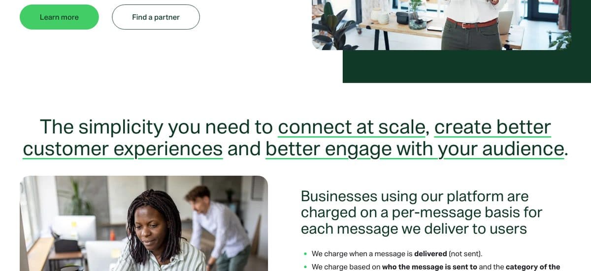 WhatsApp Business Platform official pricing page