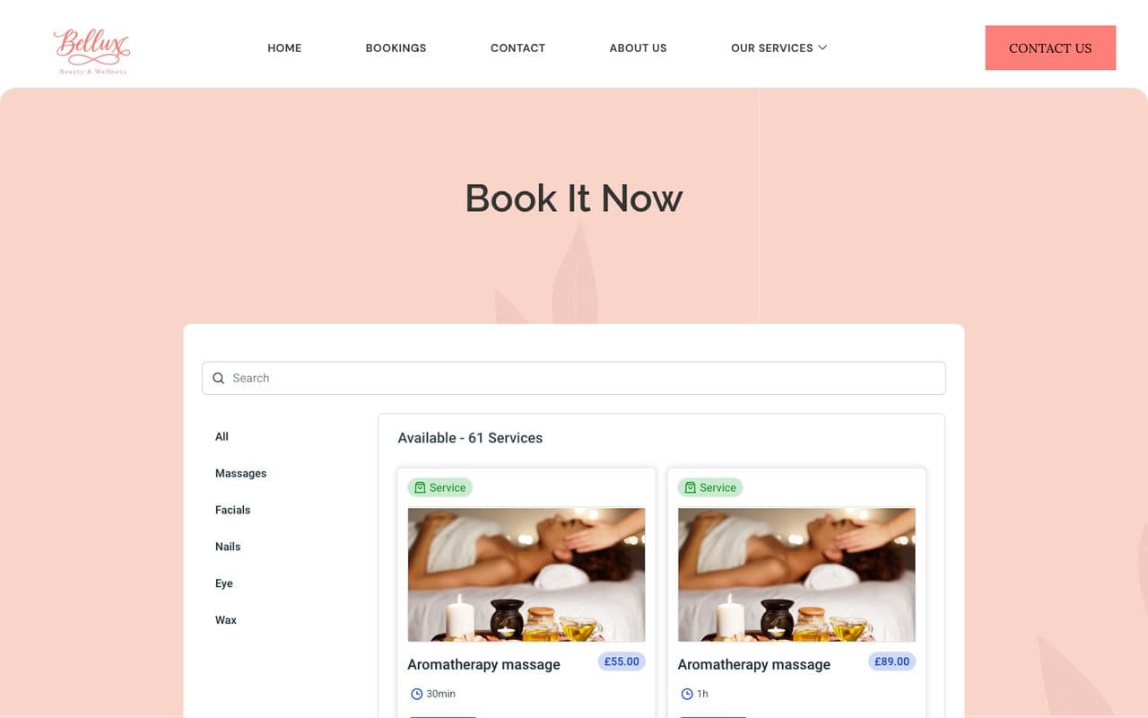 Bellux: Reserva online de tratamientos