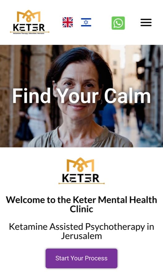 Keter Health mobile website with a direct WhatsApp link